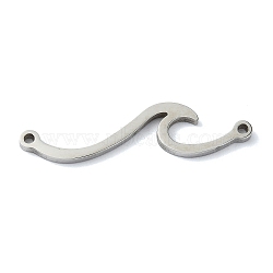 Non-Tarnish 304 Stainless Steel Connector Charms, Wave Shaped Links, Stainless Steel Color, 7.5x30x1mm, Hole: 1.2mm(STAS-C097-59P)