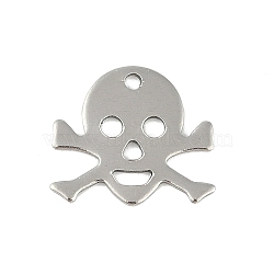 Non-Tarnish 201 Stainless Steel Charms, Skull Charm, Stainless Steel Color, 13x15x1mm, Hole: 1.4mm(STAS-C108-29P)