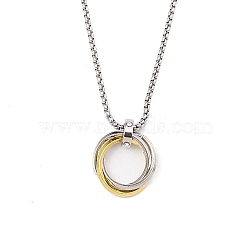 Zinc Alloy Pendant Necklaces, 201 Stainless Steel Chains Necklaces, Ring, 23.62 inch(60cm)(NJEW-M211-12B-GP)