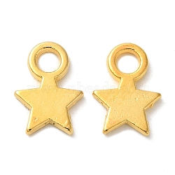 Tibetan Style Alloy Charms, Christmas Star, Cadmium Free & Nickel Free & Lead Free, Golden, 10x8x1mm, Hole: 2mm(TIBEP-A123046-G-FF)