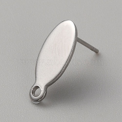 304 Stainless Steel Stud Earring, with Horizontal Loops, Oval, Stainless Steel Color, 16x7mm, Hole: 1.6mm, Pin: 0.7mm(STAS-WH0017-028P)