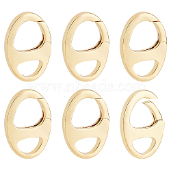 6Pcs Brass Spring Gate Rings, Oval, Cadmium Free & Lead Free, Long-Lasting Plated, Real 18K Gold Plated, 16.5x11.5x2.5mm, Hole: 6.5x4mm(KK-BC0009-99)