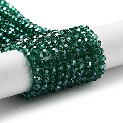 Electroplate Transparent Glass Beads Strands, Faceted, Round, Pearl Luster Plated, Sea Green, 4mm, Hole: 0.7mm, about 88~95pcs/strand, 12.99~14.06 inch(33~35.7cm)(EGLA-A035-T4mm-A18)