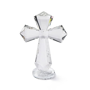 Natural Quartz Crystal Cross Figurines, for Home Desktop Decoration, Clear, 50x100x150mm