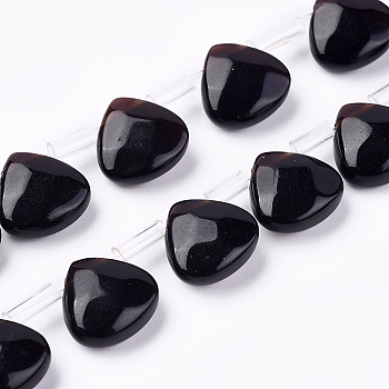 Natural Black Onyx Beads Strands, Top Drilled Beads, Faceted, Dyed & Heated, Teardrop, 10~10.5x10~10.5x5mm, Hole: 0.6mm, about 39pcs/strand, 15.94 inch(40.5cm)