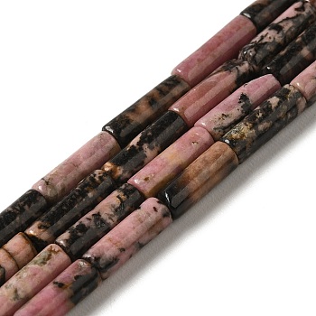 Natural Rhodonite Beads Strands, Column, 13.5~14x4~4.5mm, Hole: 1.2mm, about 28pcs/strand, 15.16''(38.5cm)