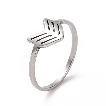201 Stainless Steel Arrows Finger Ring for Women, Stainless Steel Color, US Size 6 1/2(16.9mm)