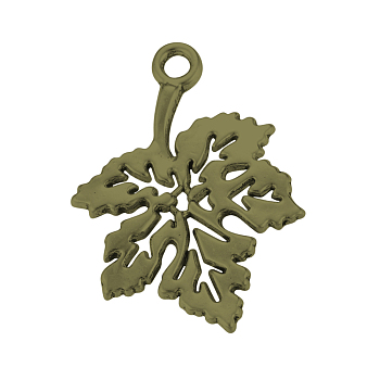 Autumn Theme Tibetan Style Alloy Pendants, Maple Leaf, Cadmium Free & Nickel Free & Lead Free, Antique Bronze, 29x21x2mm, Hole: 2mm, about 480pcs/1000g