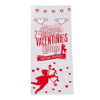 OPP Plastic Storage Bags, Valentine's Day Theme, for Party Candy Packaging, Rectangle, Angel & Fairy Pattern, 27x12.5x0.01cm, 50pc/bag