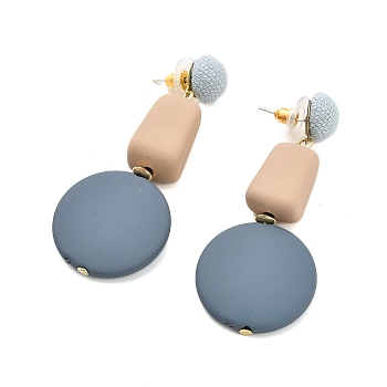 Alloy Plastic Studs Earrings for Women, Flat Round, 60x25mm