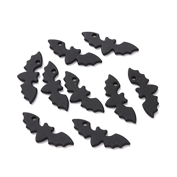 Spray Painted Alloy Pendants, Bat, Black, 9x24.5x1.5mm, Hole: 1.4mm