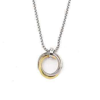 Zinc Alloy Pendant Necklaces, 201 Stainless Steel Chains Necklaces, Ring, 23.62 inch(60cm)