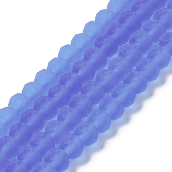 Transparent Glass Beads Strands, Faceted, Frosted, Rondelle, Medium Slate Blue, 3.5mm, Hole: 1mm