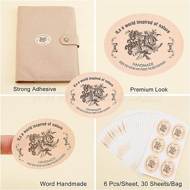 Olycraft 30Sheets Self-Adhesive Kraft Paper Gift Tag Stickers(DIY-OC0009-12)-4