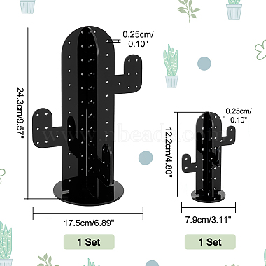 Elite 2 Sets 2 Styles Cactus Acrylic Earring Display Stands(EDIS-PH0001-64B)-2
