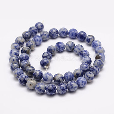 Brins de perles de jaspe de tache bleue naturelle(G-R193-15-6mm)-3