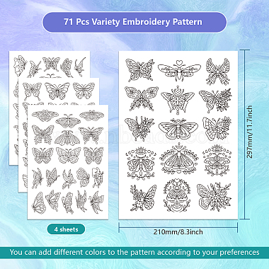 4 Sheets 11.6x8.2 Inch Stick and Stitch Embroidery Patterns(DIY-WH0455-022)-2