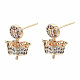 Brass Micro Pave Clear Cubic Zirconia Stud Earring Findings(KK-T062-57G-NF)-2