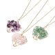 Natural Gemstone Chips Heart with Tree of Life Pendant Necklace(NJEW-JN03906)-1