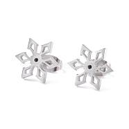 Snowflake 304 Stainless Steel Stud Earrings for Women, Stainless Steel Color, 11.5x10mm, Pin: 0.7mm(EJEW-Z017-04P)