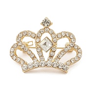 Rhinestone Crown Brooch Pin, Alloy Badge for Backpack Clothes, Golden, 24.5x32x13mm(JEWB-Q030-05G)