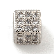 Brass Micro Pave Clear Cubic Zirconia Beads, Cube, Platinum, 5.5x5.5x5.5mm, Hole: 1.5mm(KK-G493-37C-P01)