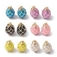 Rack Plating Brass Enamel Pendants, Teardrop Charm, with Jump Ring, Long-Lasting Plated, Real 18K Gold Plated, Mixed Color, 21x14mm, Jump Ring: 6x1mm, inner diameter: 4mm.(KK-D087-20G)