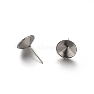 304 Stainless Steel Stud Earring Settings, Fit for Pointed Back Rivoli Rhinestone, Stainless Steel Color, 8.5mm, pin:0.6mm, fit for 8mm Rhinestone,(STAS-D079-A)