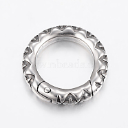 316 Surgical Stainless Steel Spring Gate Rings, O Rings, Ring, Antique Silver, 18x3.5mm, Inner Diameter: 12mm(STAS-K172-51AS)