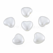 ABS Plastic Imitation Pearl Beads, Heart, WhiteSmoke, 10x11x5.5mm, Hole: 1.8mm(OACR-T018-10A)
