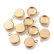 Ion Plating(IP) 304 Stainless Steel Pendant Cabochon Settings, Flat Round, Golden, Tray: 8mm, 13x10x3mm, Hole: 1.8mm(STAS-I162-01C-G)