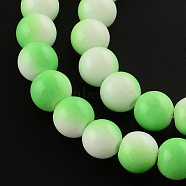 Two-Color Baking Painted Glass Bead Strands, Round, Lime Green, 8mm, Hole: 1.3~1.6mm, about 104pcs/strand, 32.7 inch(DGLA-R050-8mm-21)