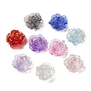 Transparent & UV Plating Acrylic Beads, Iridescent, Rose, Mixed Color, 31x31x12mm, Hole: 1.6mm(MACR-G064-05)
