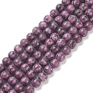 Natural Larvikite Beads Strands, Dyed, Round, Thistle, 8~8.5mm, Hole: 1mm, about 47~49pcs/strand, 14.5 inch~14.9 inch(37~38cm)(G-E443-A16)