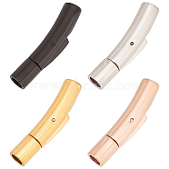4 Sets 4 Colors 316L Surgical Stainless Steel Bayonet Clasps, with Push Button, Curved Tube, Mixed Color, 30.5x5.8mm, Hole: 4.2mm, 1 set/color(STAS-OC0001-17B)