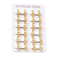 304 Stainless Steel Stripe Chunky Hoop Earrings for Women, Golden, 13x4mm, Pin: 1mm(EJEW-G292-13G)
