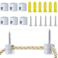 Aluminum Cable Management Clips, for TV PC Ethernet Cable Under Desk Home Office Outdoor, with Iron Screw & Plastic Anchor Plug, White, 16x16.5mm, Hole: 4mm(AJEW-WH0502-14A)