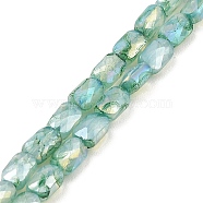 Imitation Jade Glass Beads Strands, AB Color Plated, Faceted, Rectangle, Medium Sea Green, 7x4.5x3mm, Hole: 1mm, about 70pcs/strand, 19.21''(48.8cm)(GLAA-P058-04A-06)