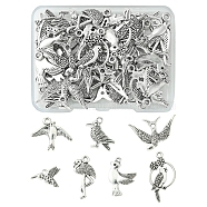42Pcs 7 Style Alloy Pendants, Mixed Bird, Antique Silver, 12~28x13~22.5x2~5.5mm, Hole: 1.5~2mm, 6pcs/style(FIND-FS0001-67)