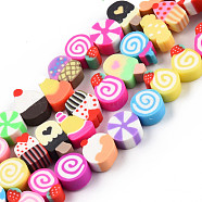 Handmade Polymer Clay Beads Strands, Imitation Food, Mixed Shapes, Colorful, 9~14x6~9.5x4.5~5mm, Hole: 1.5~1.8mm, about 40pcs/strand, 8.66 inch(22cm)(CLAY-N010-088A)