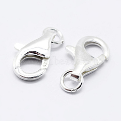 925 Sterling Silver Lobster Claw Clasps, Carved 925, Platinum, 13mm, Hole: 2mm(STER-K167-074C-P)