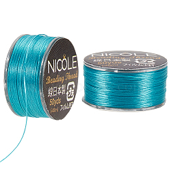 Nylon Beading Thread, Seed Bead Thread, Nylon String for Jewelry Beading Bracelets Making, Deep Sky Blue, 0.1mm, about 50.31 Yards(46m)/Roll(NWIR-WH0005-10V)