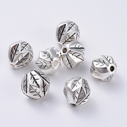 Carved CCB Plastic Beads, Bicone, Antique Silver, 13.5x13mm, Hole: 2.5mm(CCB-L011-013AS)