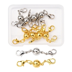 8Sets 2 Colors Eco-Friendly Brass Magnetic Clasps Converter, with Lobster Claw Clasps, Lead Free & Nickel Free, Round , Platinum & Golden, 14x8mm, 4set/colors(KK-YW0001-36-FF)