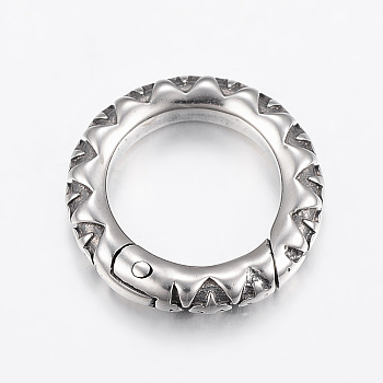 316 Surgical Stainless Steel Spring Gate Rings, O Rings, Ring, Antique Silver, 18x3.5mm, Inner Diameter: 12mm