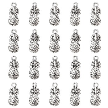Pineapple Tibetan Style Alloy Pendants, Lead Free & Cadmium Free, Antique Silver, 19x9x3mm, Hole: 1mm