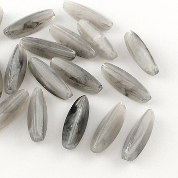 Rice Imitation Gemstone Acrylic Beads, Elongated Oval Beads, Gray, 28x9x9mm, Hole: 2mm, about 400pcs/500g