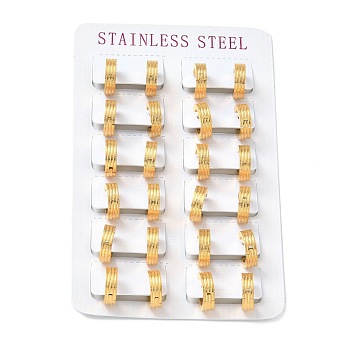 304 Stainless Steel Stripe Chunky Hoop Earrings for Women, Golden, 13x4mm, Pin: 1mm