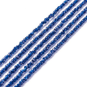 Transparent Glass Beads Strands, Faceted, Round, Midnight Blue, 2mm, Hole: 0.6mm, about 182~201pcs/strand, 14.57~15.24 inch((37~38.7cm)
