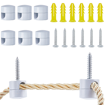 Aluminum Cable Management Clips, for TV PC Ethernet Cable Under Desk Home Office Outdoor, with Iron Screw & Plastic Anchor Plug, White, 16x16.5mm, Hole: 4mm